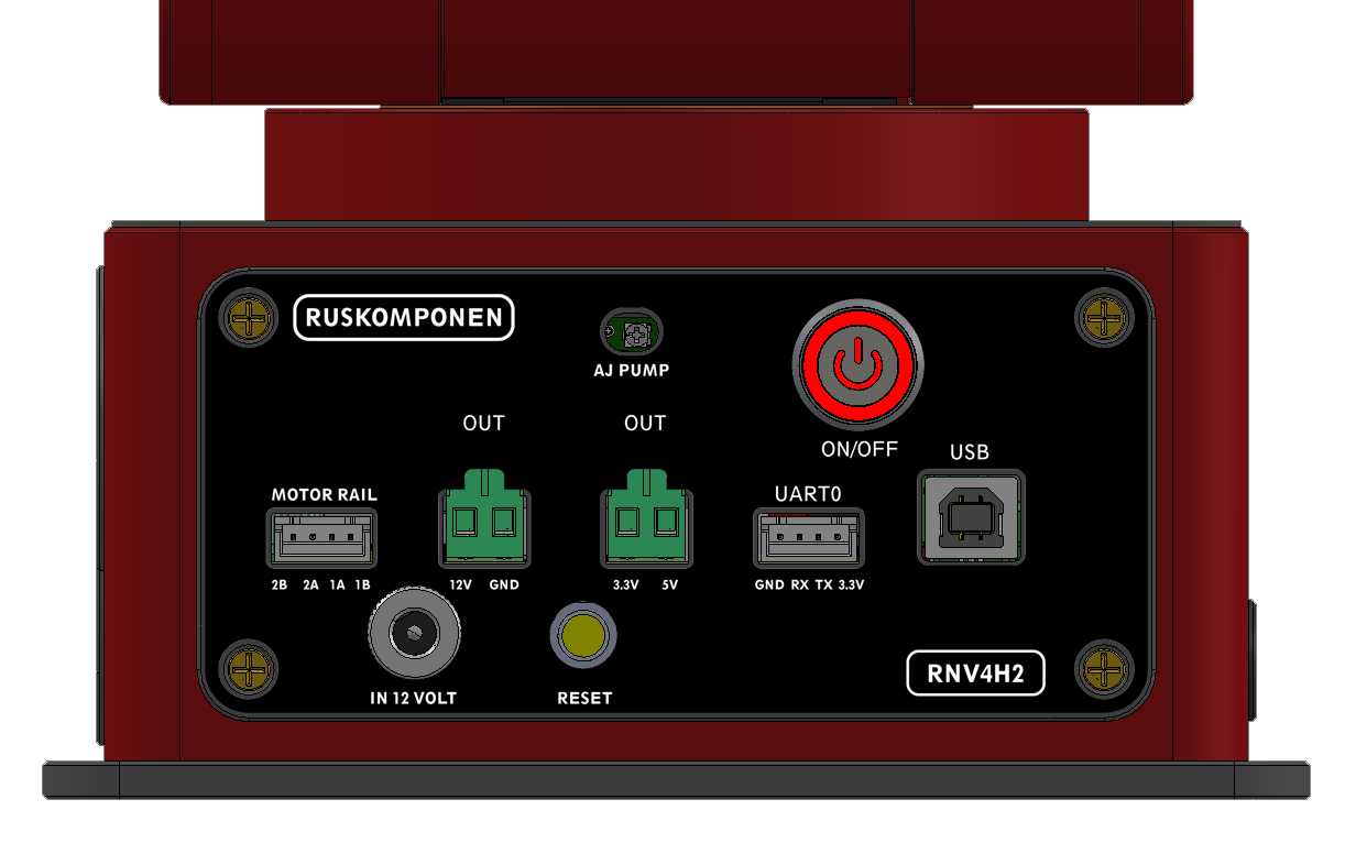 Panel belakang robot RNV4H2 dengan label konektor